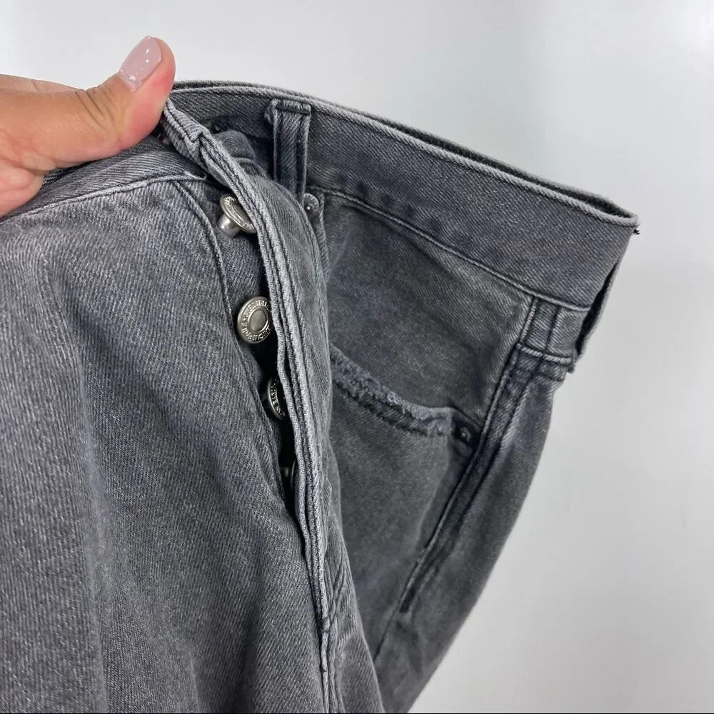 American Eagle Vintage Hi Rise Loose Fit Jeans Destroyed Grey Size 6 Grunge Punk